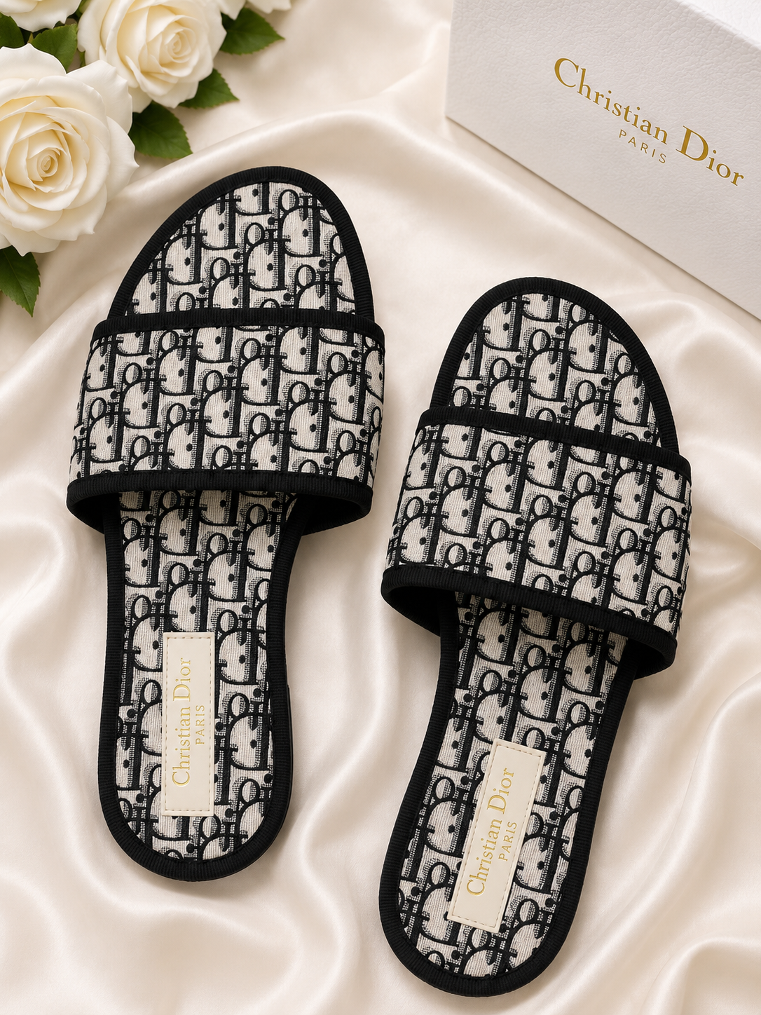 Christian Dior Slippers - Black & White