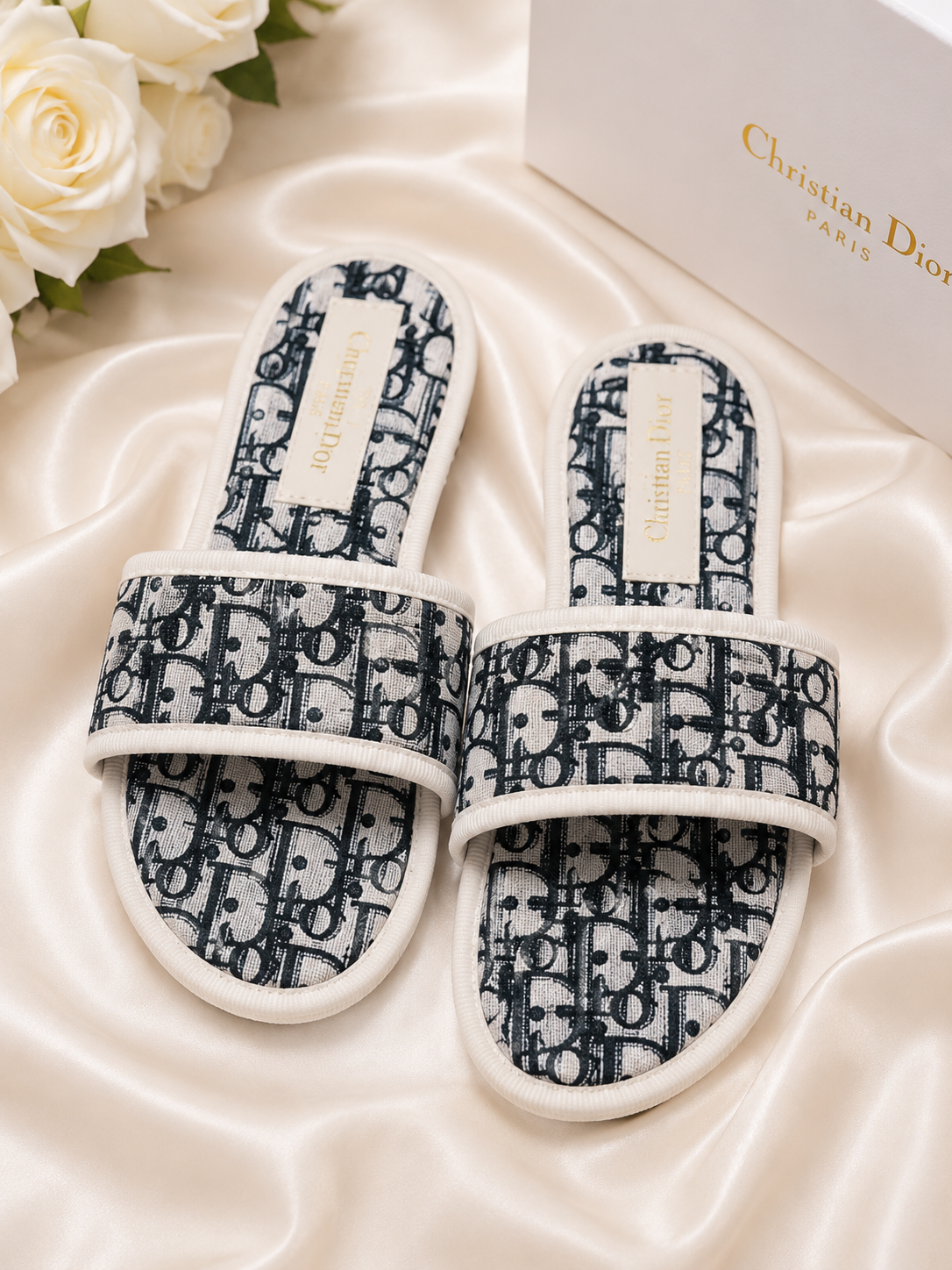 Christian Dior Slippers - White & Black