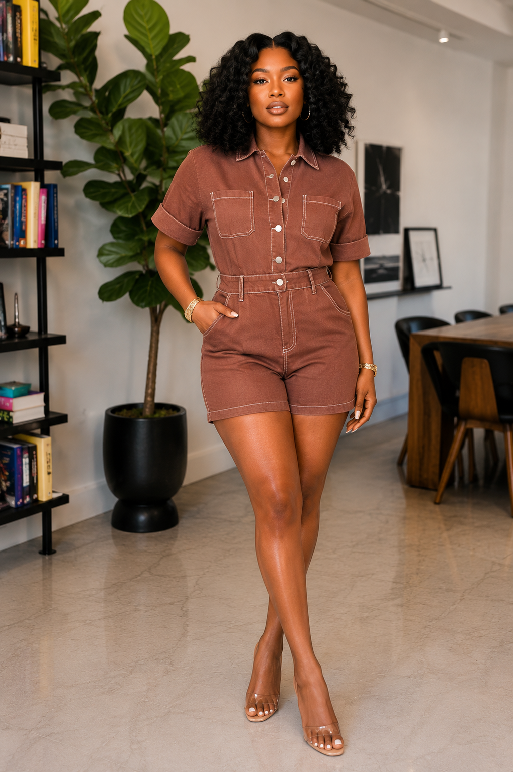  Denim Utility Romper view 3
